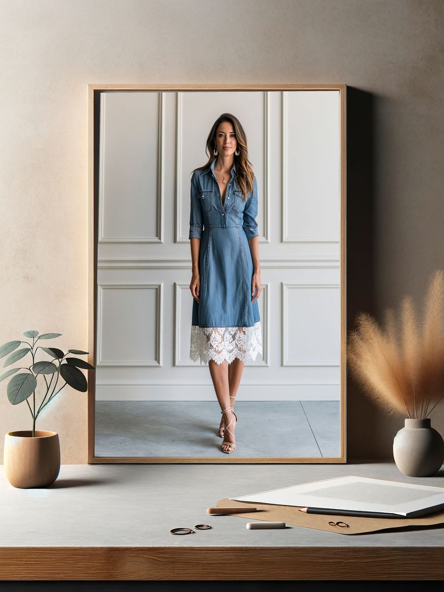 Denim Dress Portrait Print. — room view 2