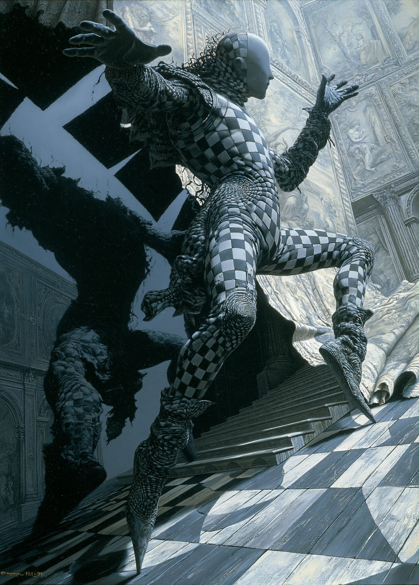 Surreal Checkered Figure Poster. poster — fine-art art