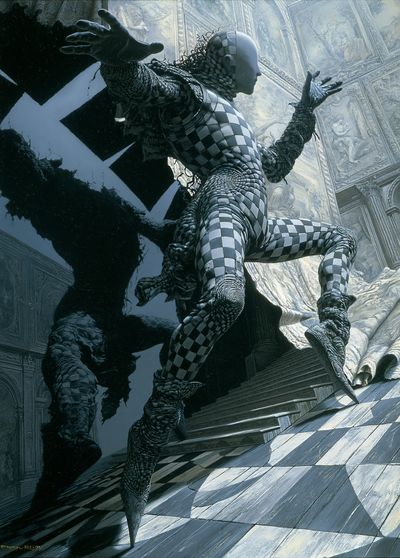 Surreal Checkered Figure Poster.