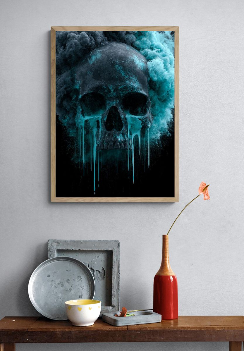 Skull Smoke Surrealism Print. — room view 3