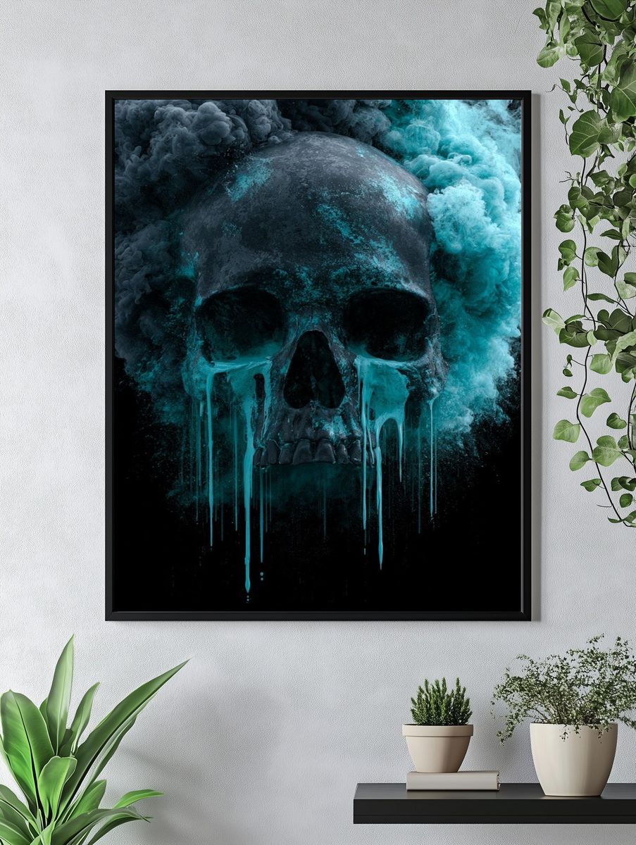 Skull Smoke Surrealism Print. — room view 4