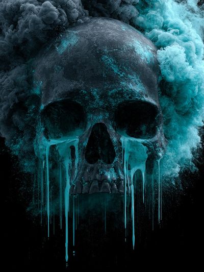 Skull Smoke Surrealism Print. poster