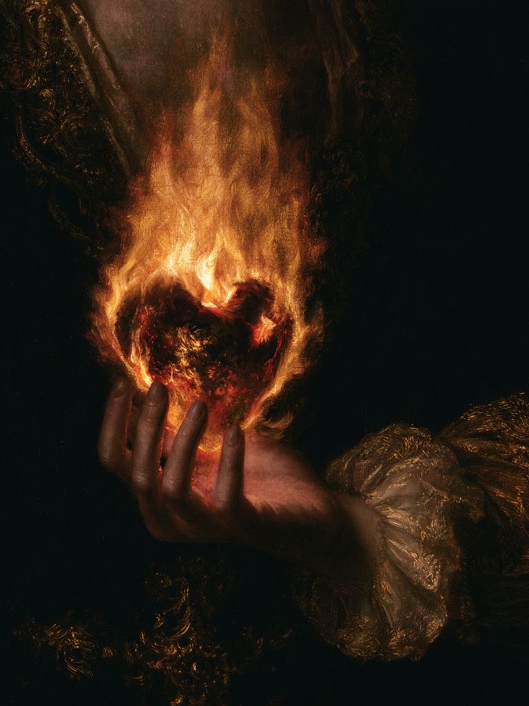 Burning Heart Surrealism Print. poster — fine-art art