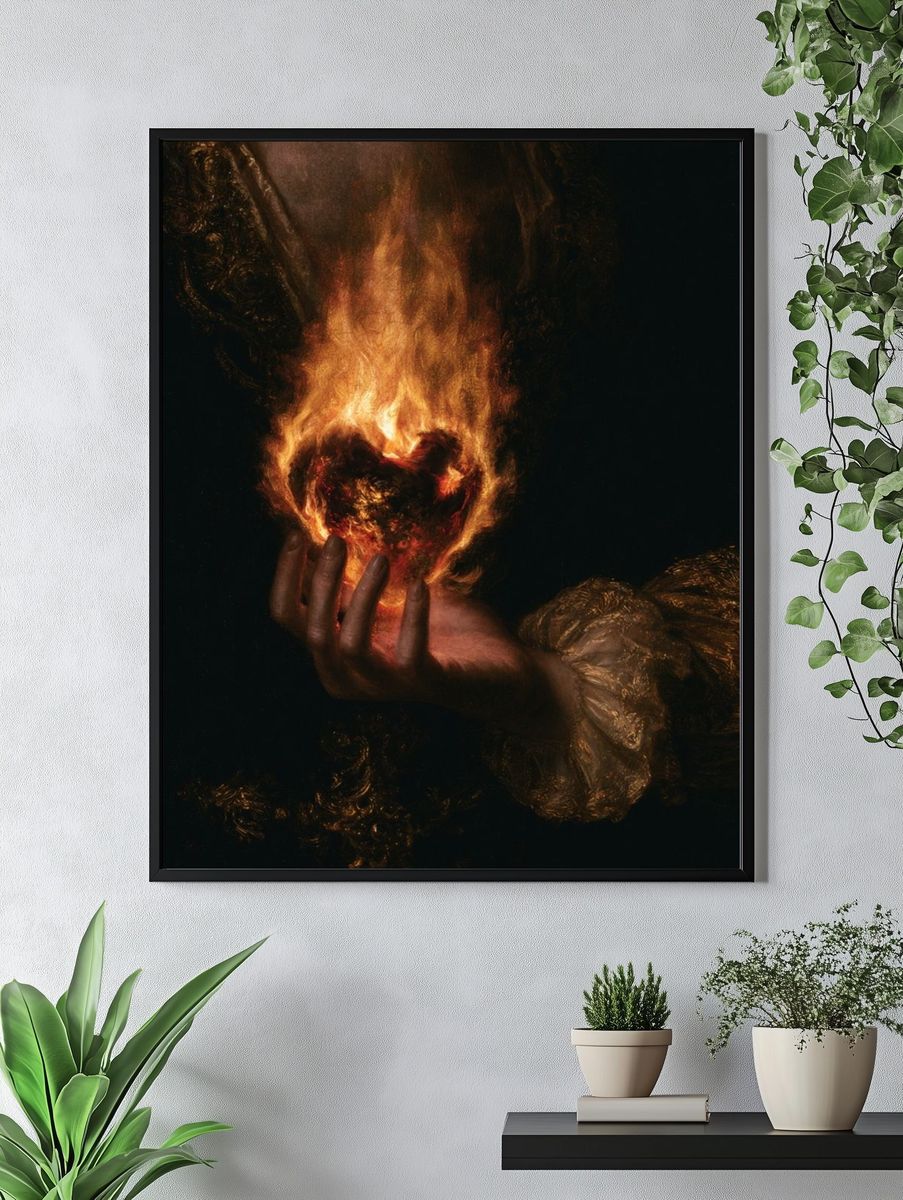 Burning Heart Surrealism Print. — room view 4