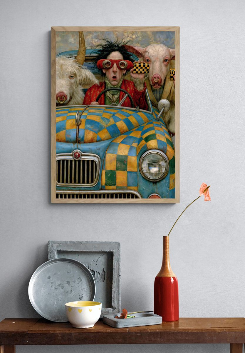 Surreal Animal Car Ride Print. — room view 3