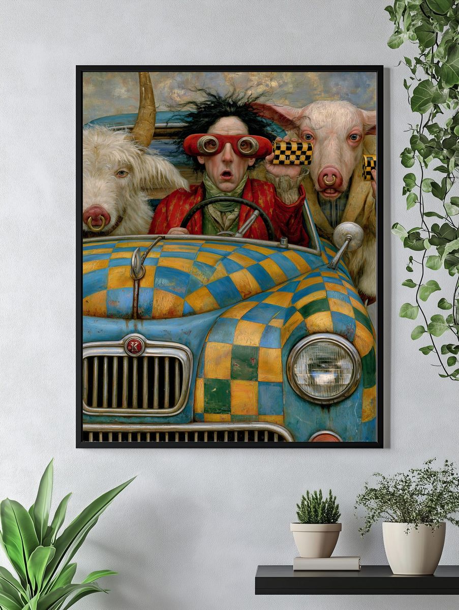 Surreal Animal Car Ride Print. — room view 4