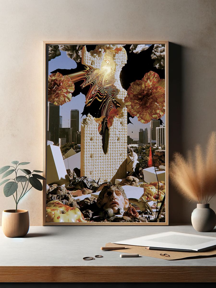 Surreal City Collage Poster. — room view 2
