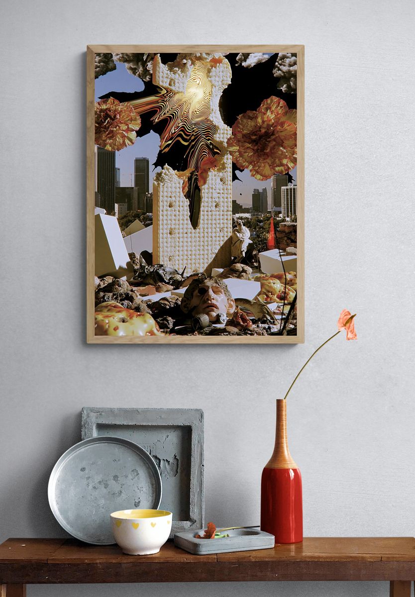 Surreal City Collage Poster. — room view 3
