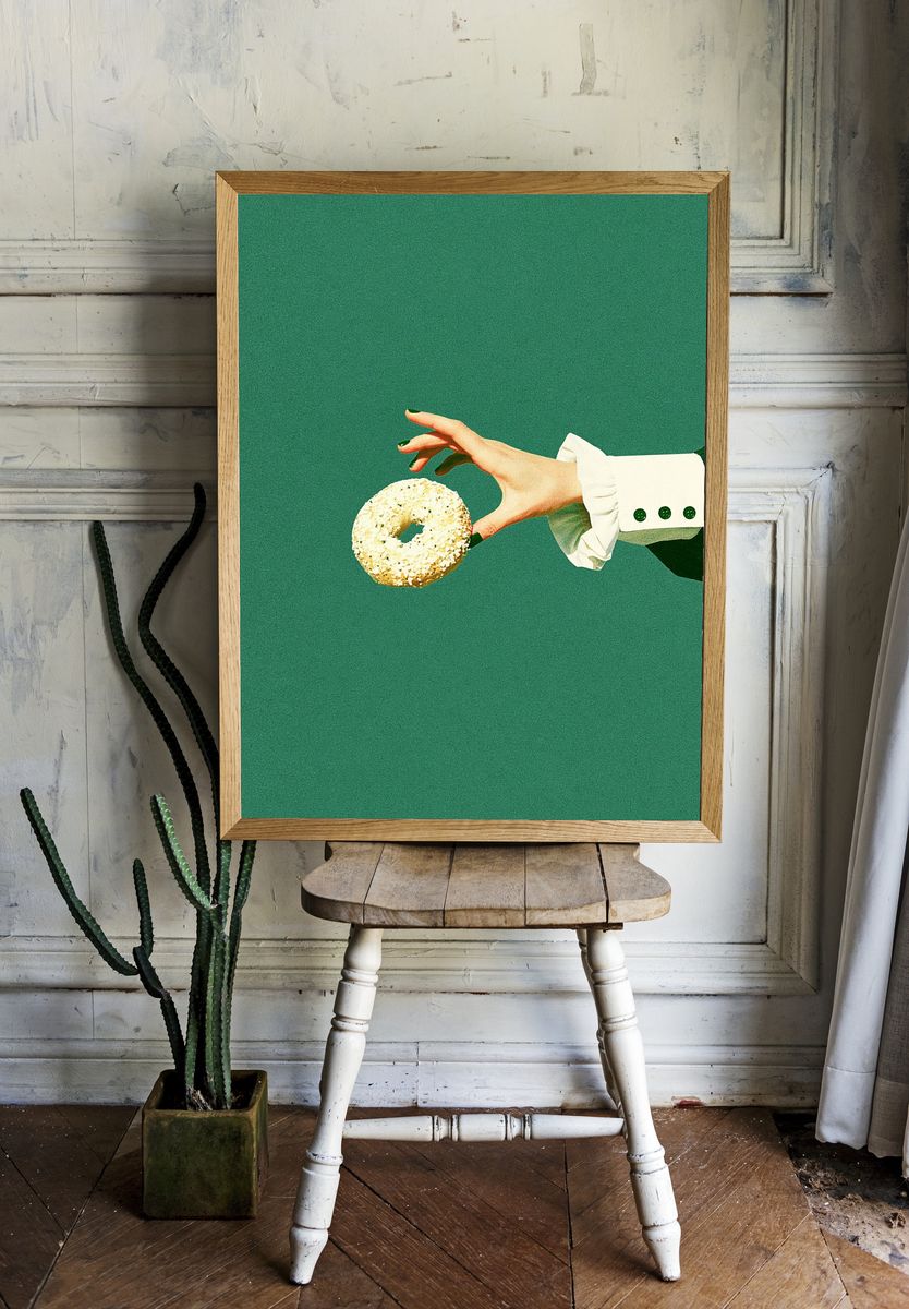 Surreal Hand with Bagel Print. — room view 1