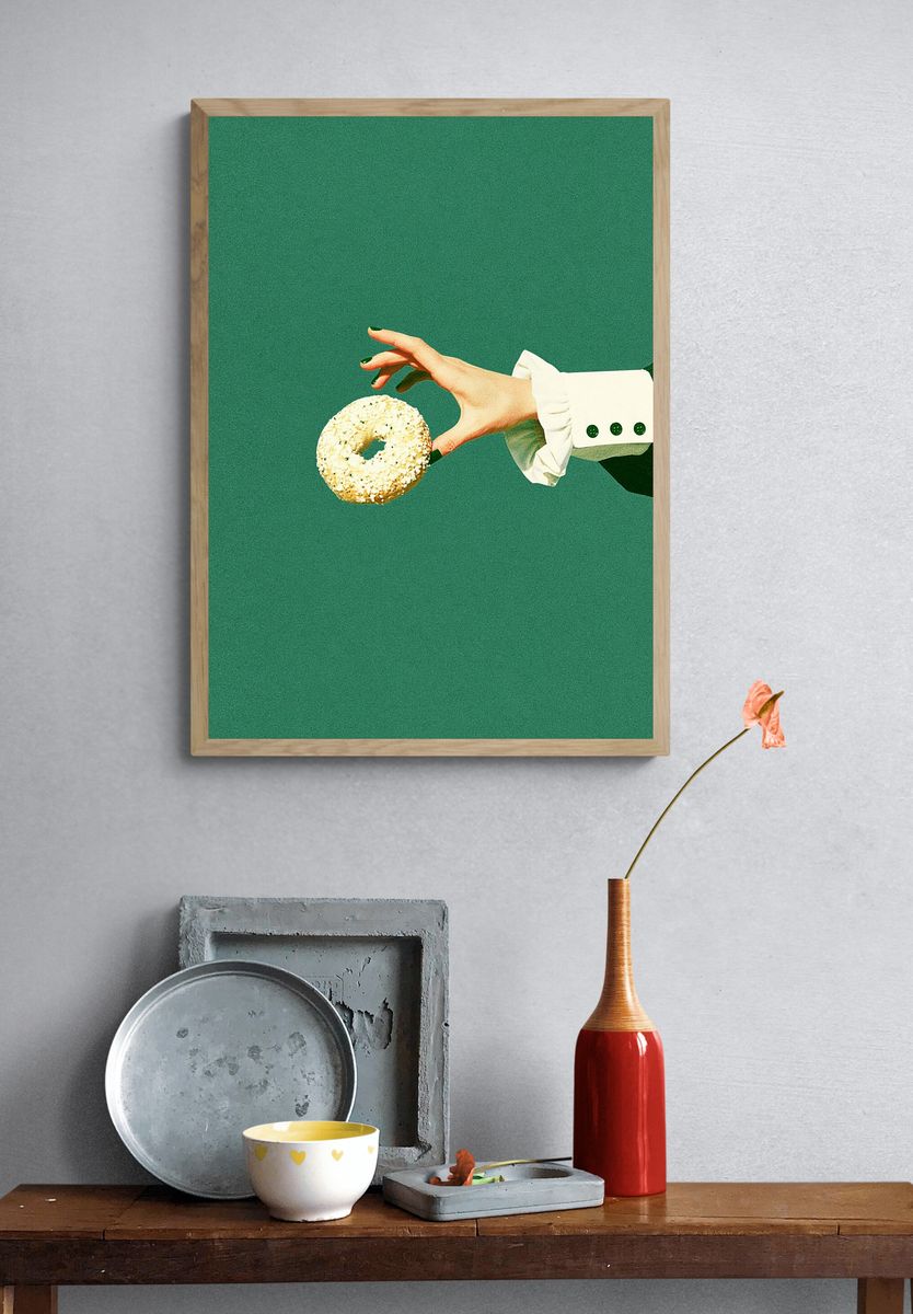 Surreal Hand with Bagel Print. — room view 3