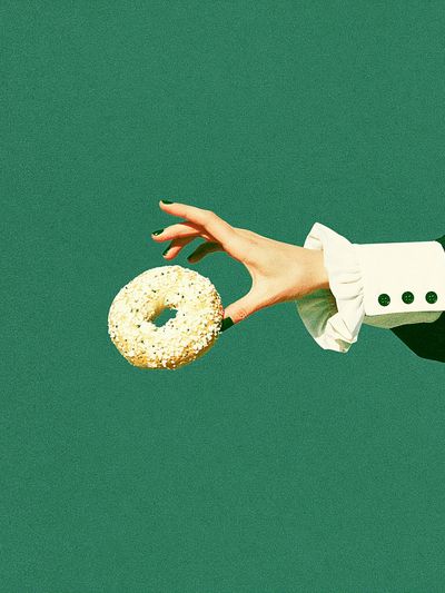 Surreal Hand with Bagel Print.