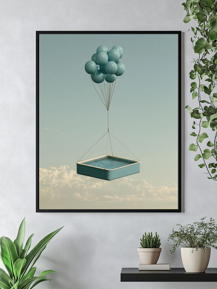 Floating Pool Balloons Surrealism Print. — room view 4