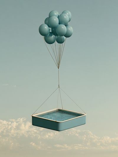 Floating Pool Balloons Surrealism Print.