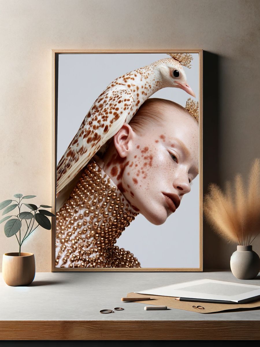 Surreal Bird Portrait Print. — room view 2