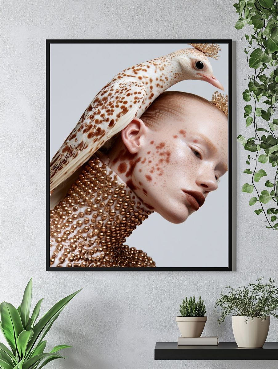 Surreal Bird Portrait Print. — room view 4