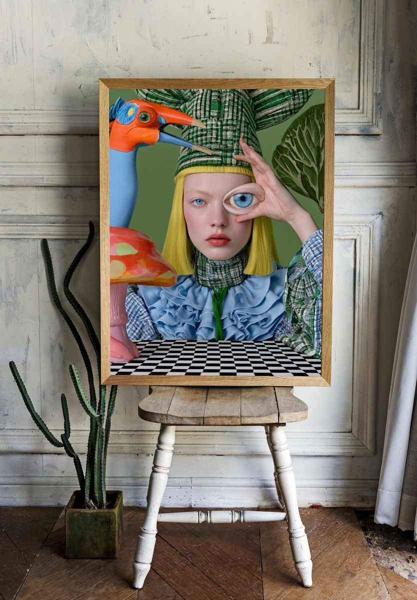 Surreal Fashion Portrait Print. room preview