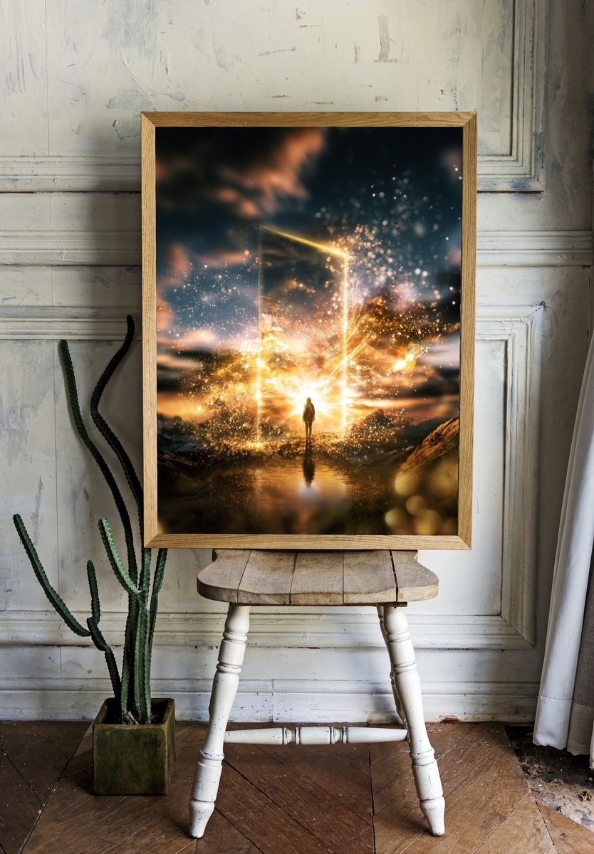 Cosmic Portal Surrealism Poster. room preview