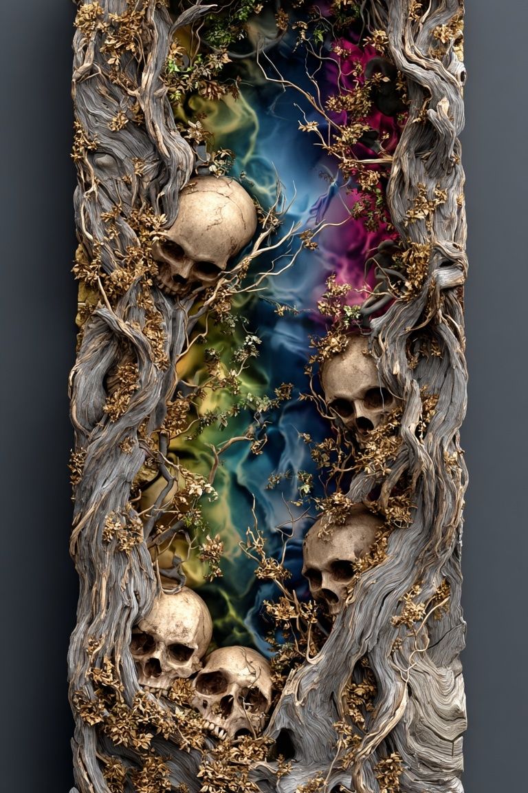 Skull Vine Surrealism Poster. poster detail
