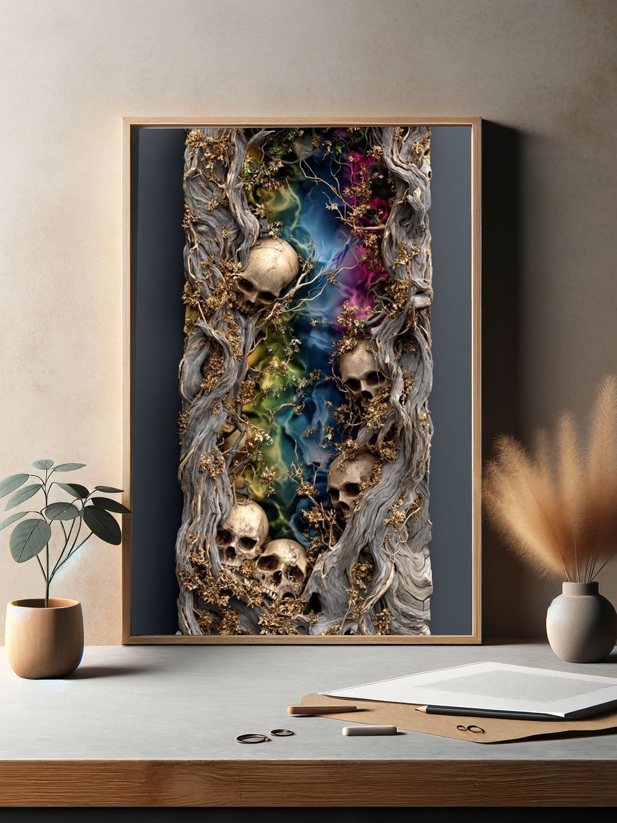 Skull Vine Surrealism Poster. — room view 2