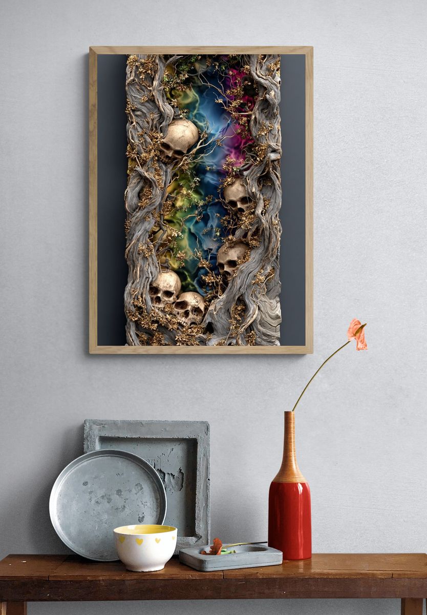 Skull Vine Surrealism Poster. — room view 3