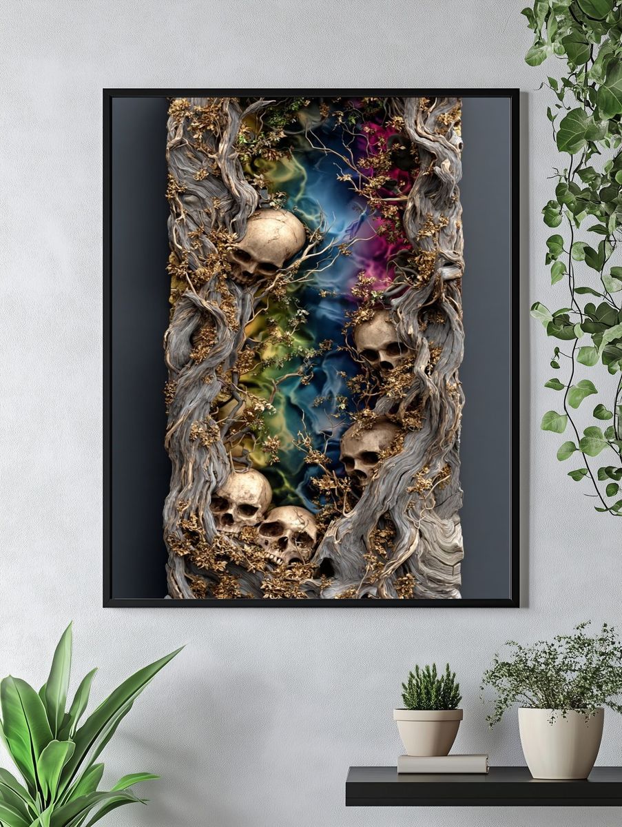 Skull Vine Surrealism Poster. — room view 4