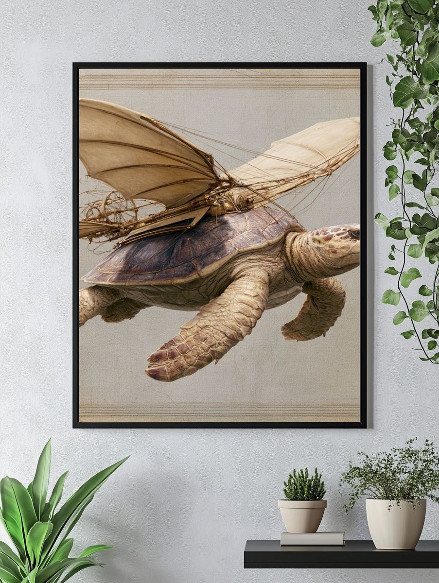 Flying Turtle Surrealism Print. — room view 4