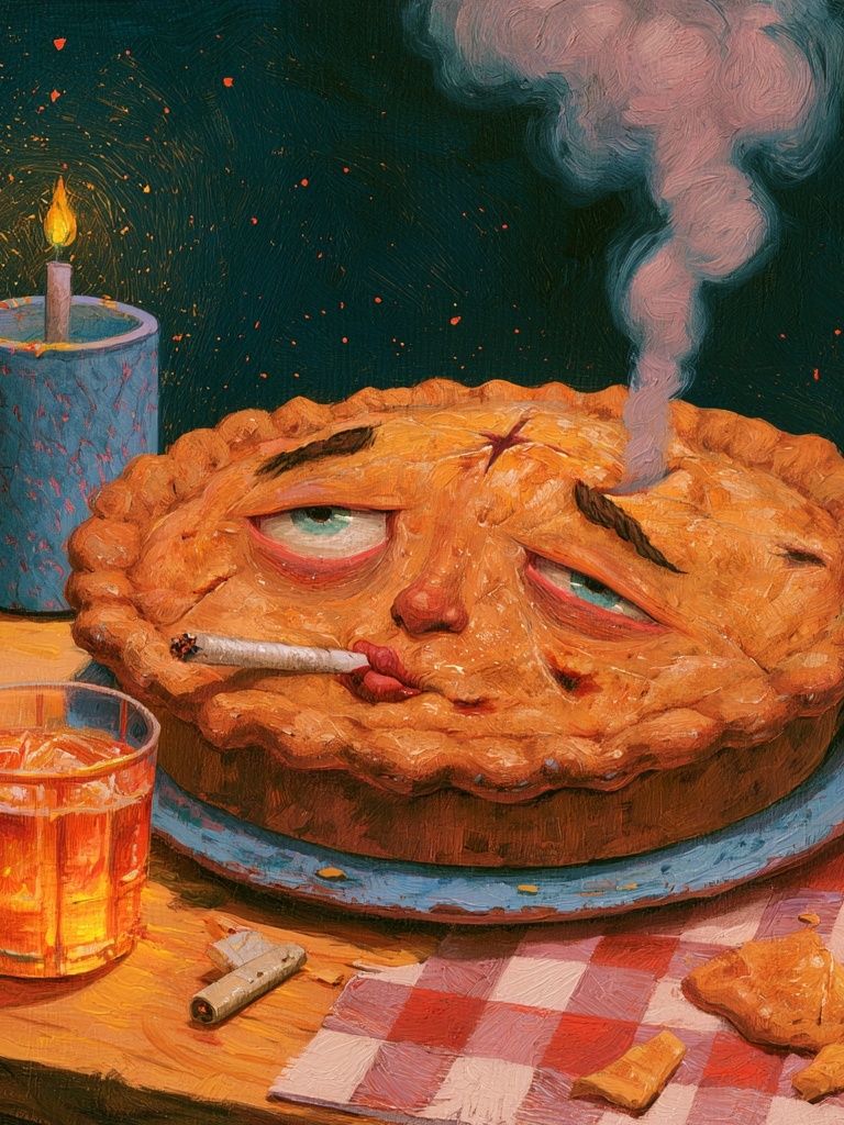 Surreal Smoking Pie Print. poster — fine-art art