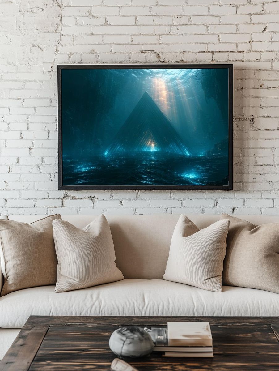 Underwater Pyramid Surrealism Poster. room preview