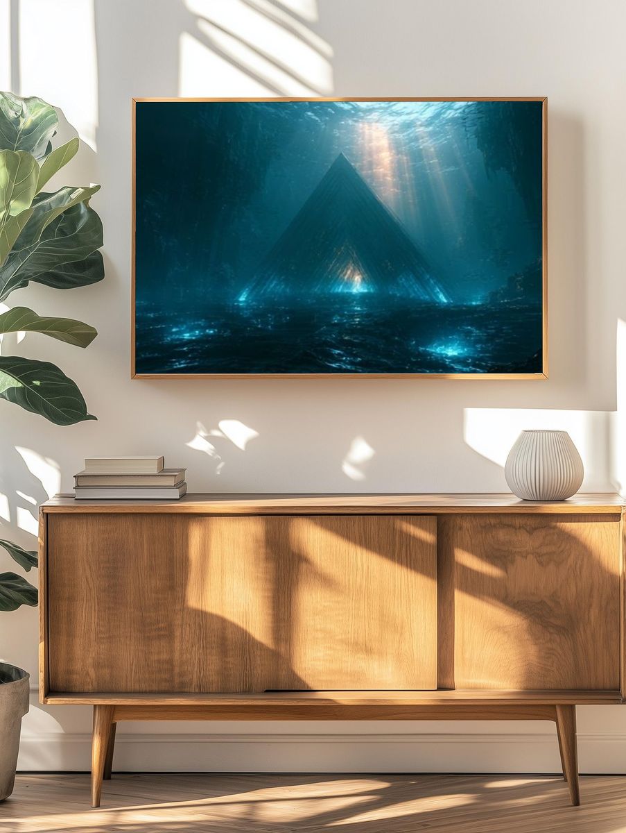 Underwater Pyramid Surrealism Poster. — room view 3
