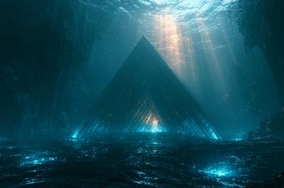 Underwater Pyramid Surrealism Poster.