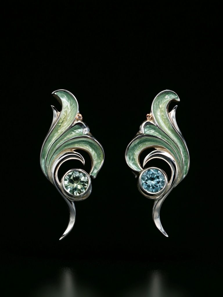 Art Nouveau Gemstone Earrings Print. poster detail