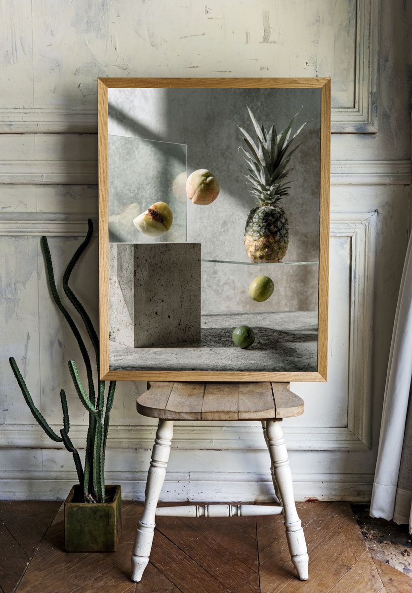 Floating Fruit Still Life Print. — room view 1