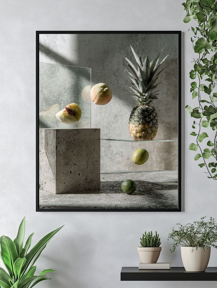Floating Fruit Still Life Print. — room view 4