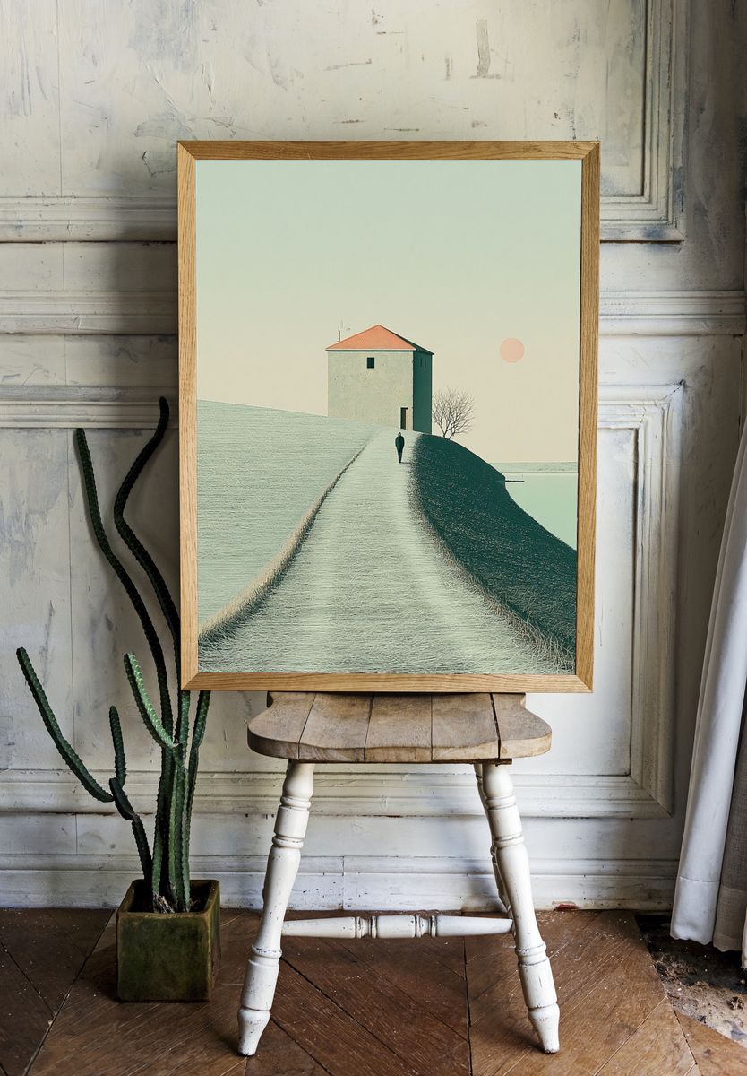 Solitary House Surrealism Print. — room view 1