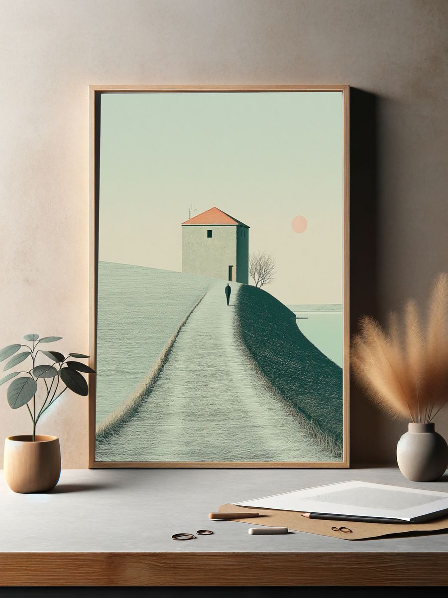 Solitary House Surrealism Print. — room view 2
