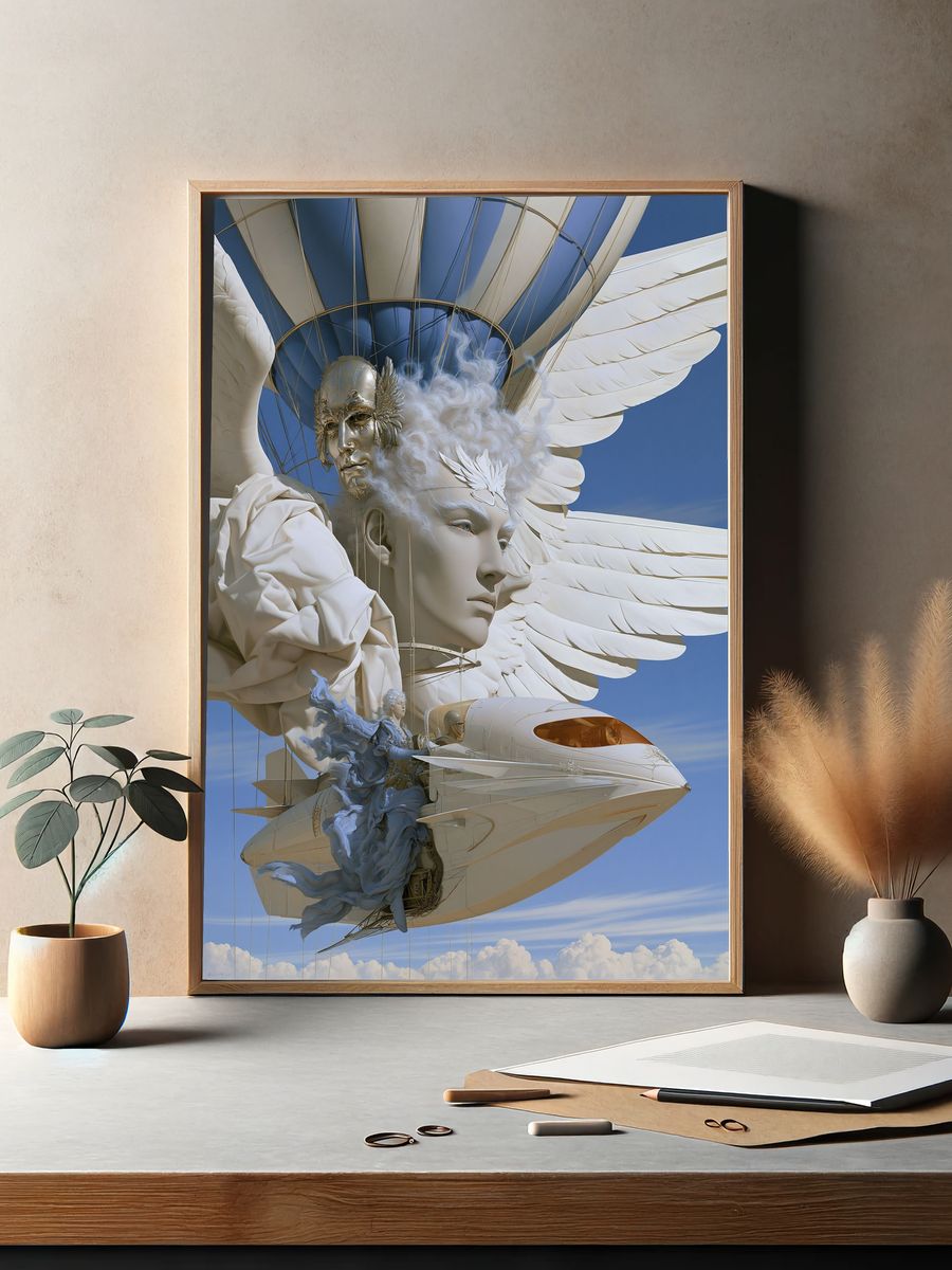 Celestial Airship Surrealism Print. — room view 2