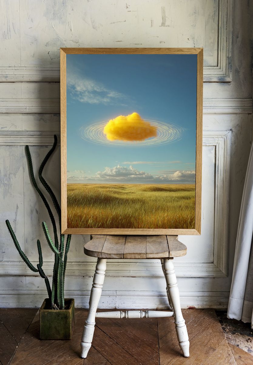 Golden Cloud Landscape Print. room preview