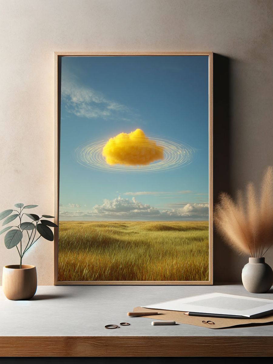 Golden Cloud Landscape Print. — room view 2