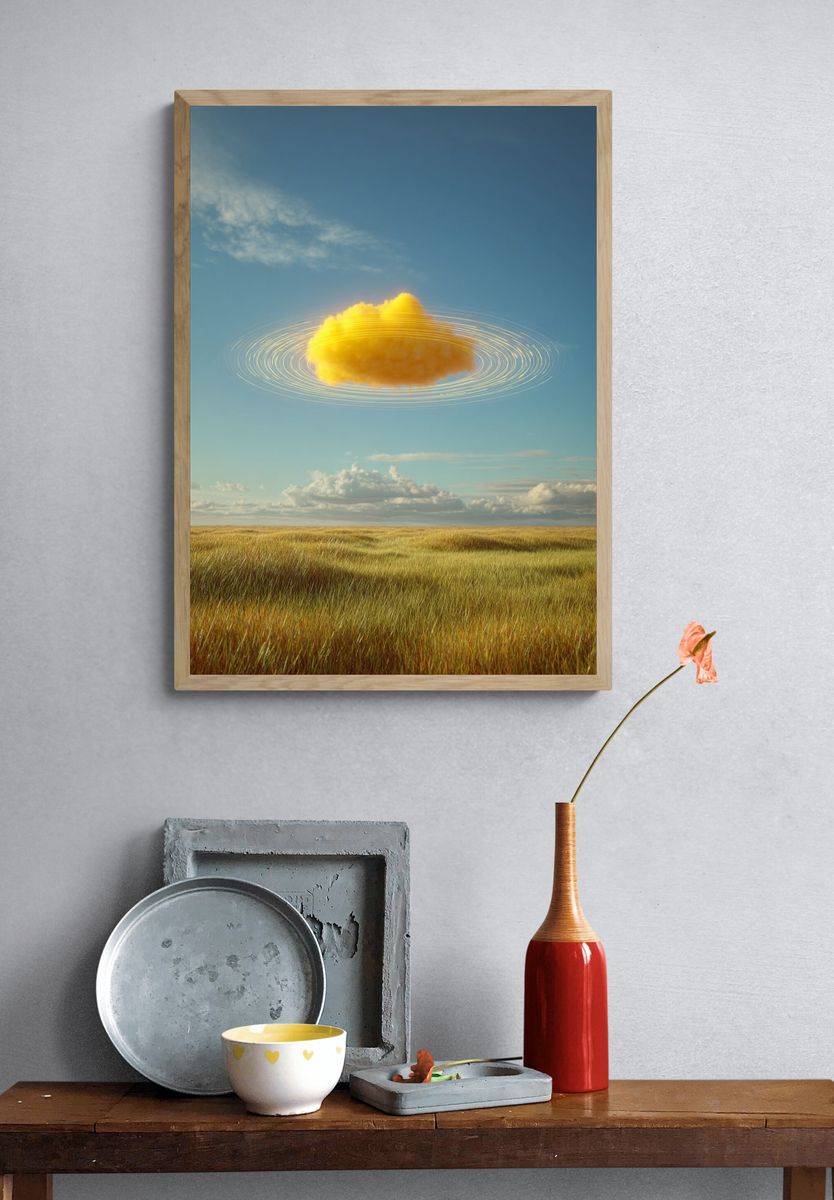 Golden Cloud Landscape Print. — room view 3