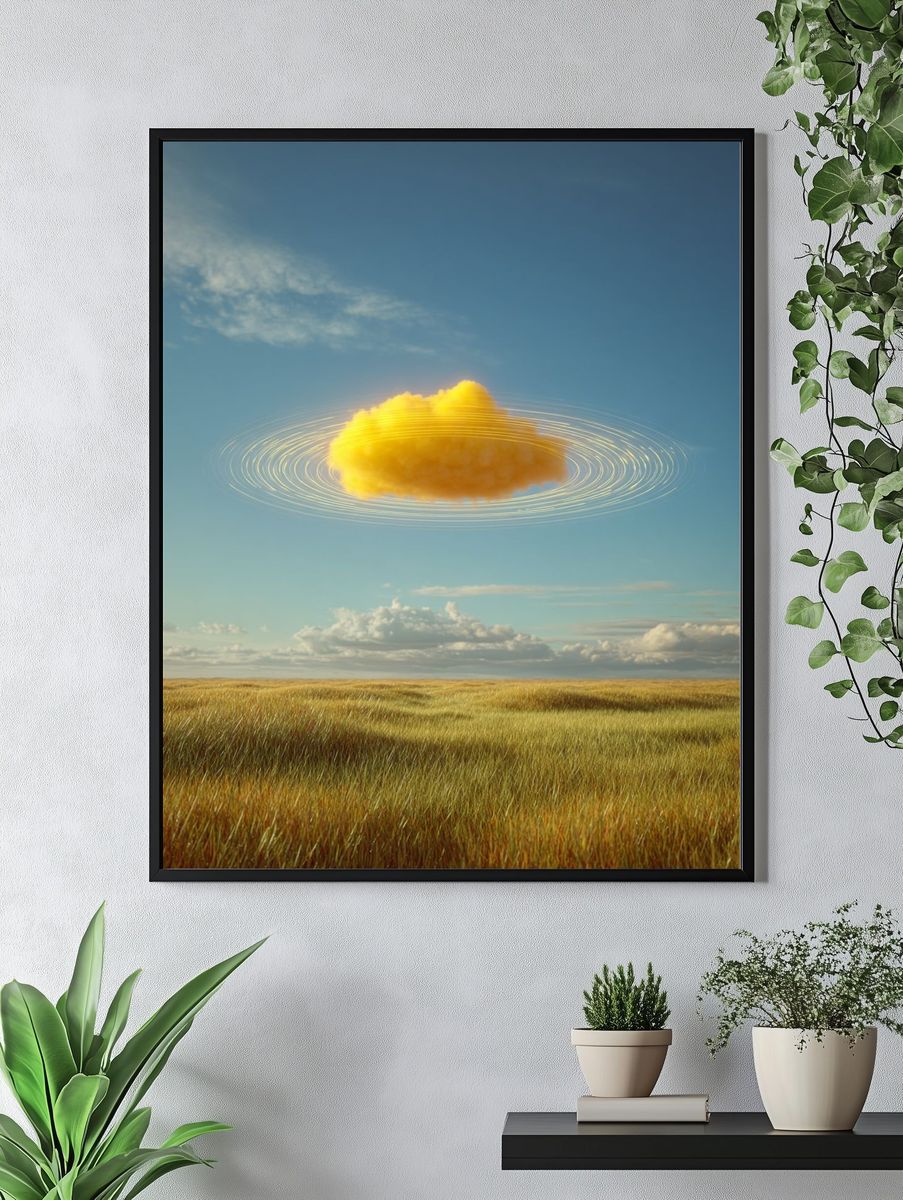 Golden Cloud Landscape Print. — room view 4