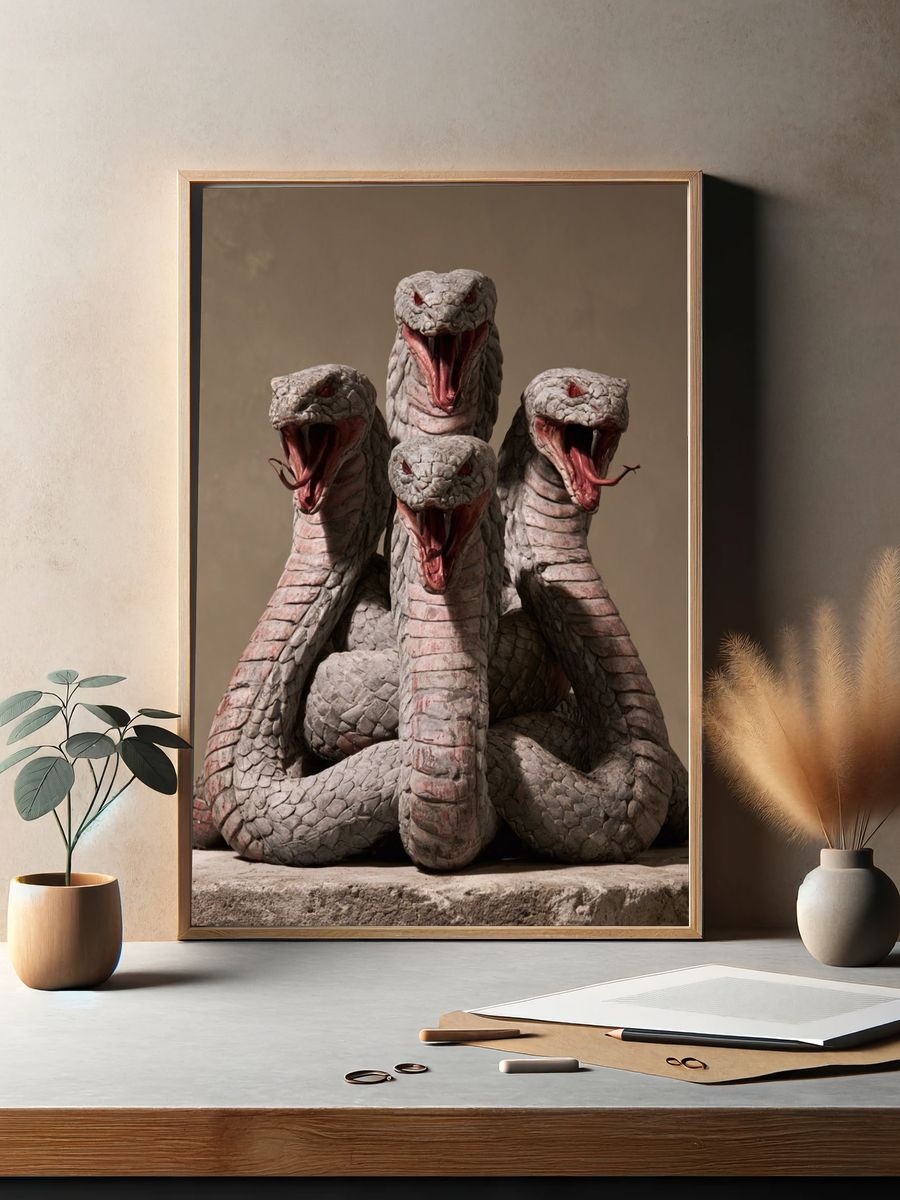 Four-Headed Cobra Surrealism Print. — room view 2