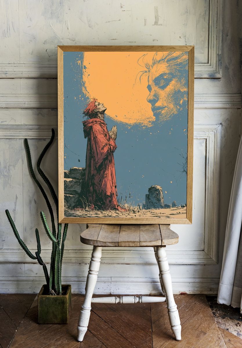 Moonlit Prayer Surrealism Poster. room preview