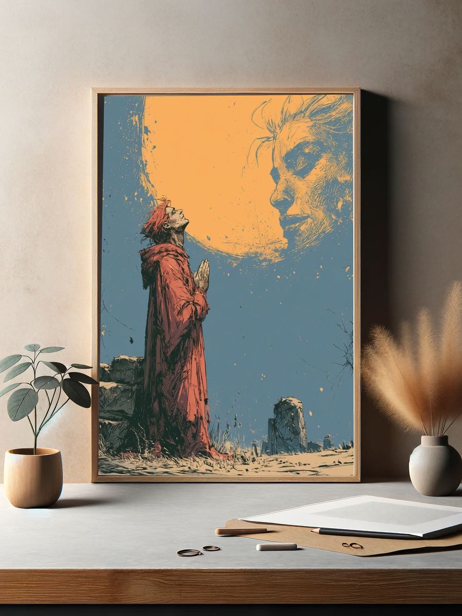 Moonlit Prayer Surrealism Poster. — room view 2
