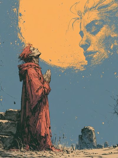 Moonlit Prayer Surrealism Poster.
