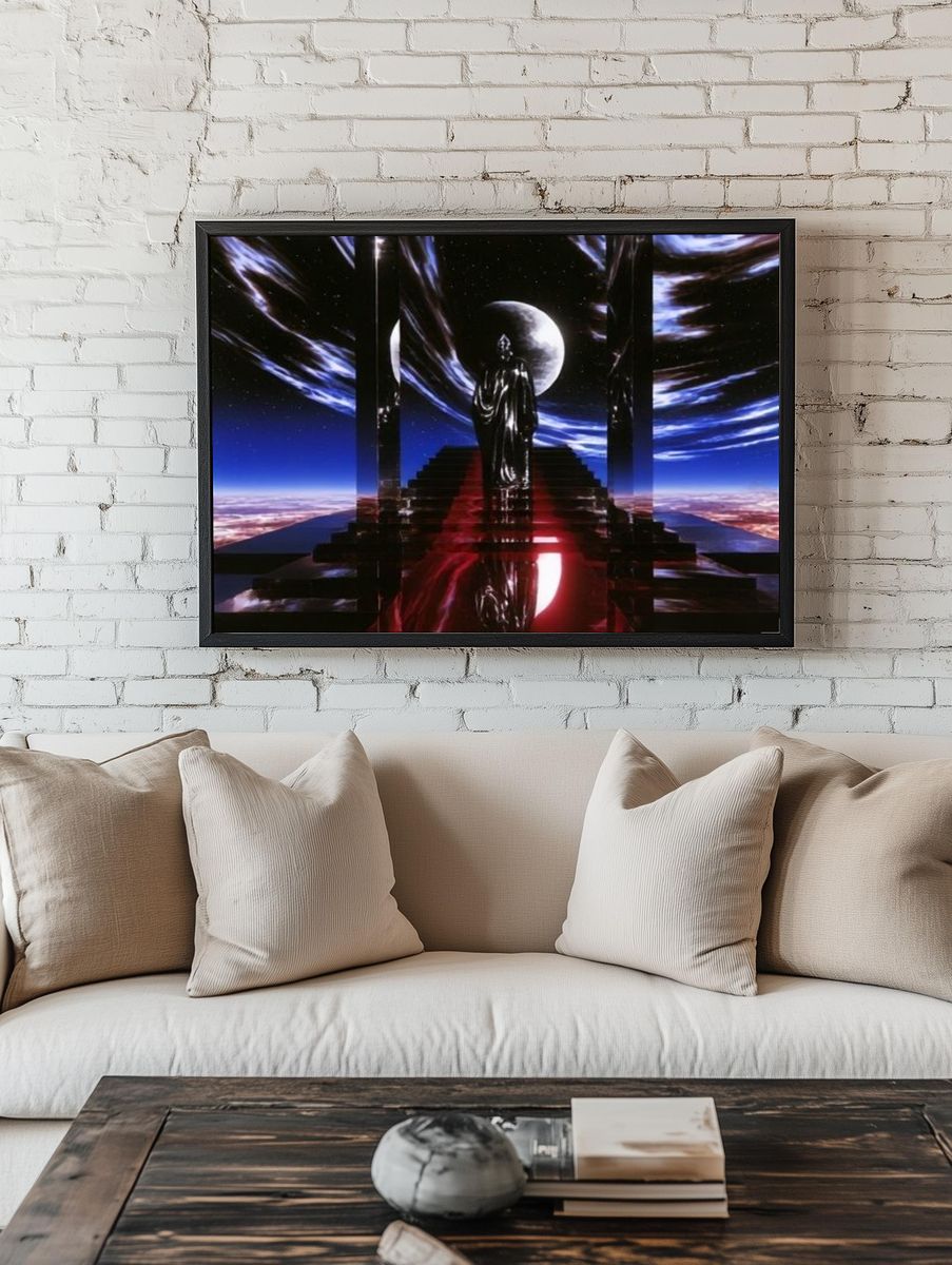 Cosmic Stairway Surrealism Poster. room preview