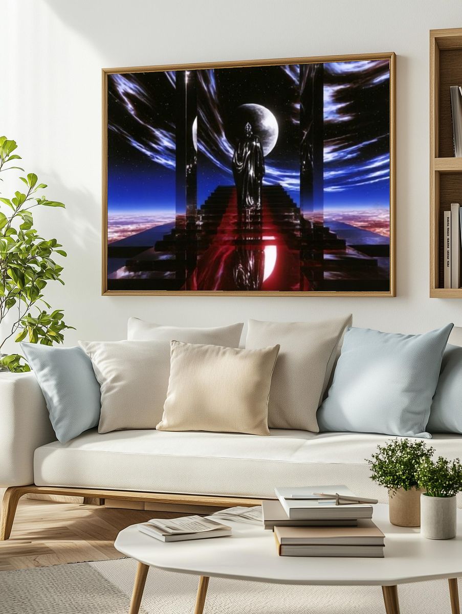 Cosmic Stairway Surrealism Poster. — room view 2