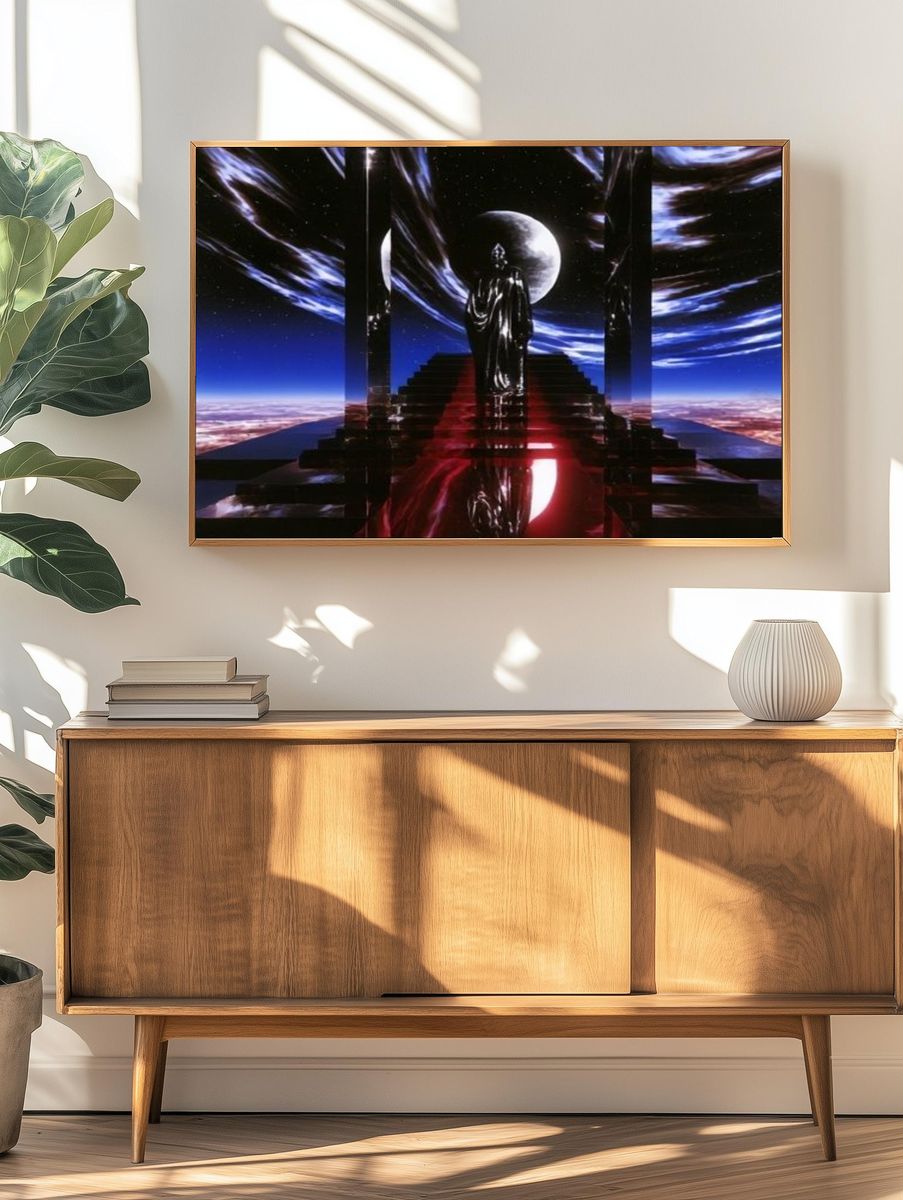 Cosmic Stairway Surrealism Poster. — room view 3