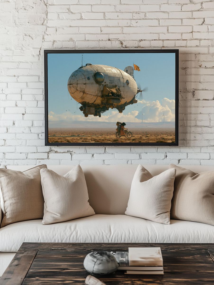 Desert Airship Surrealism Poster. room preview