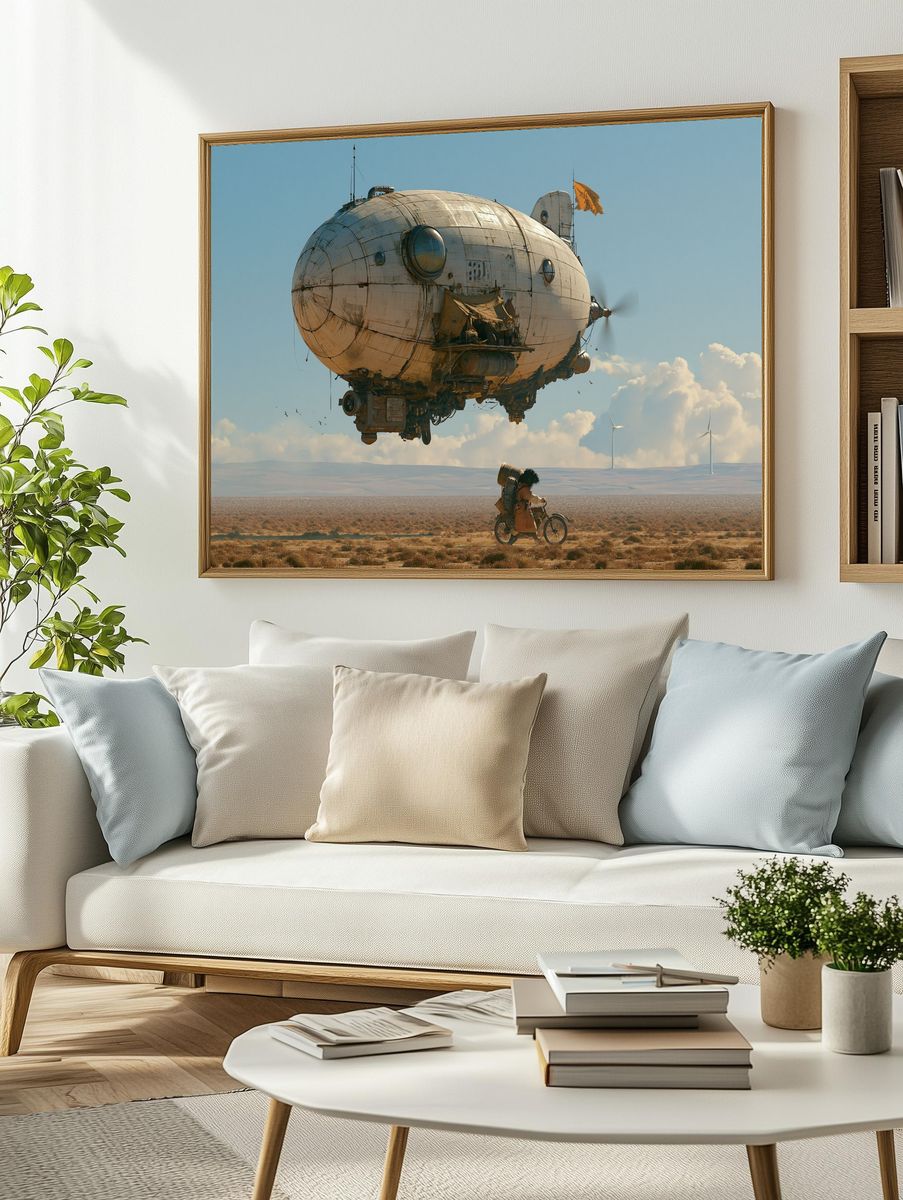 Desert Airship Surrealism Poster. — room view 2