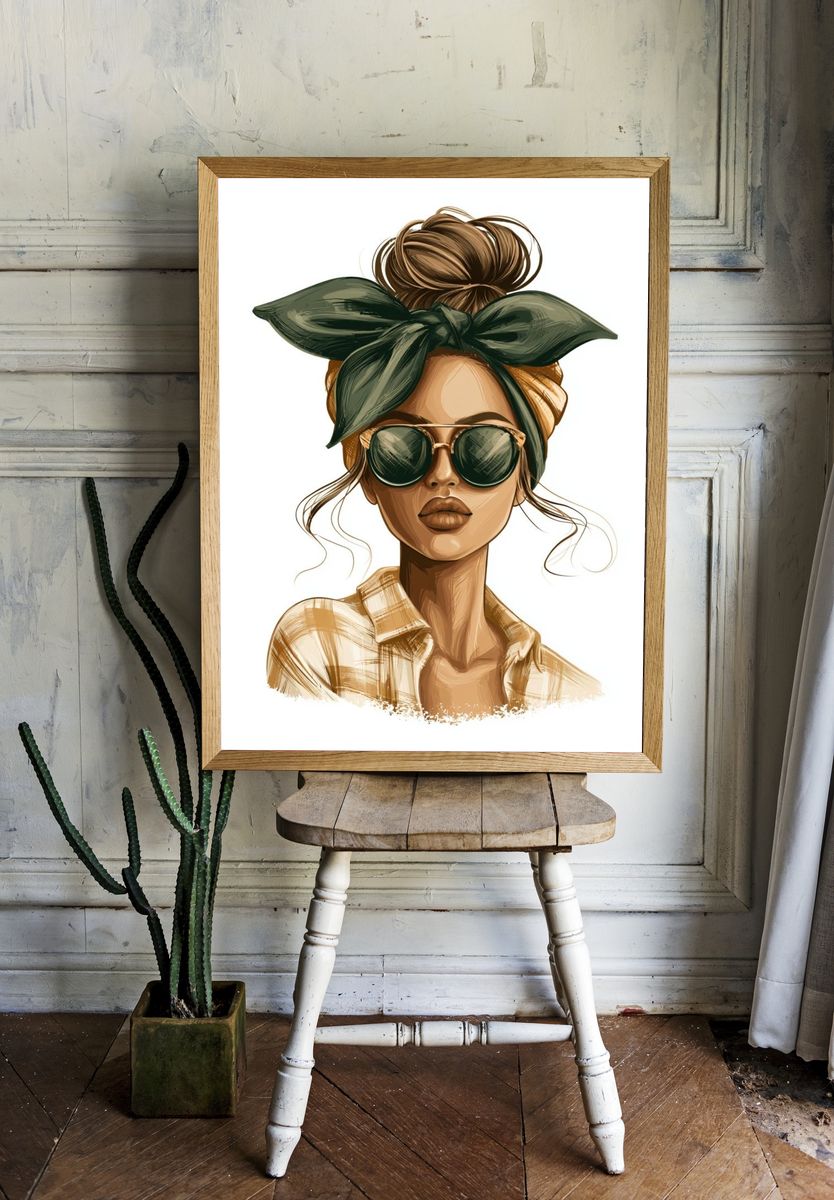 Stylish Woman Portrait Print. room preview